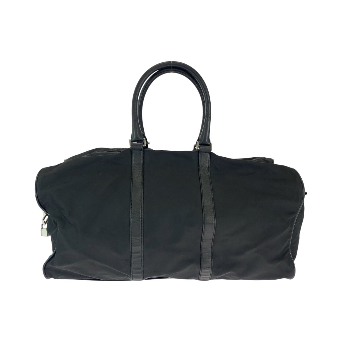 11871
PRADA プラダ テスート 三角ロゴプレート ブラック 黒 シルバー金具 ナイロン ボストンバッグ ハンドバッグ  メンズ