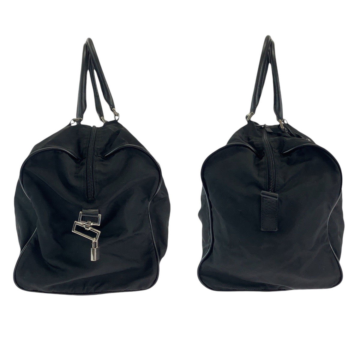 11871
PRADA プラダ テスート 三角ロゴプレート ブラック 黒 シルバー金具 ナイロン ボストンバッグ ハンドバッグ  メンズ