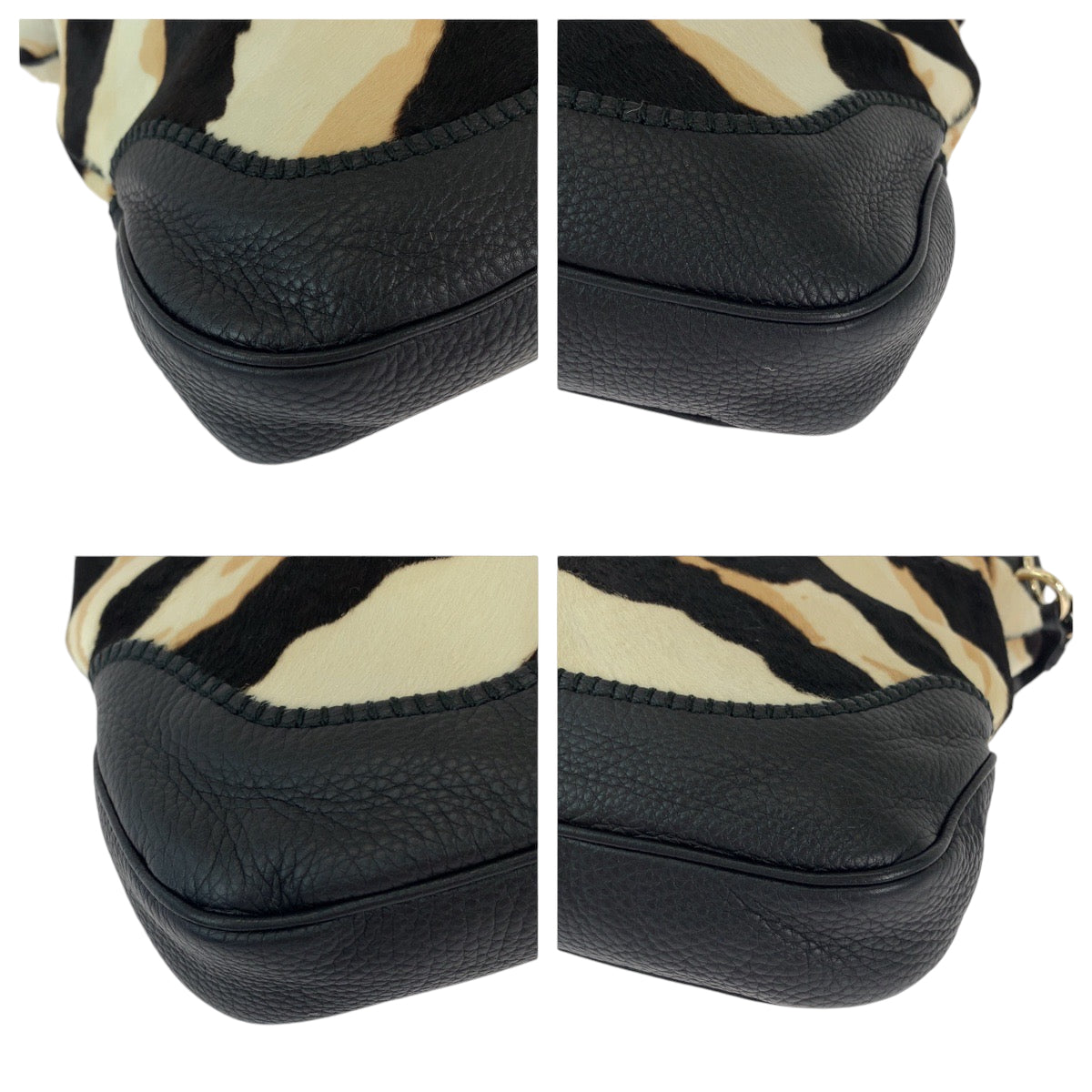 GUCCI グッチ ジャッキー ハラコ ブラック 黒 ホワイト ゴールド金具 ハラコ 246907 ショルダーバッグ ハンドバッグ 2way  レディース