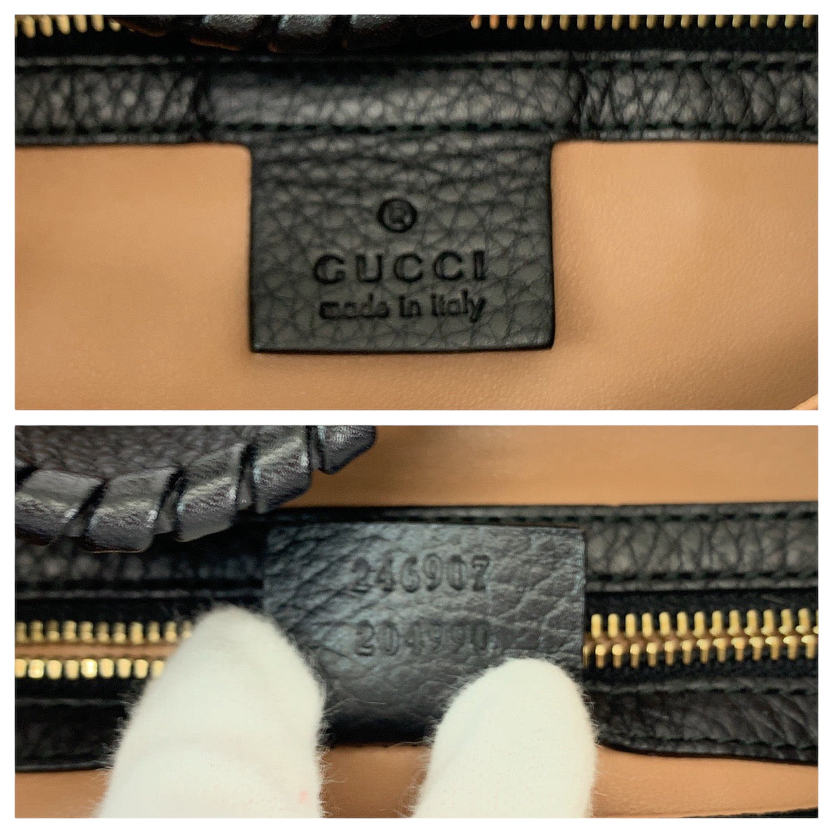 GUCCI グッチ ジャッキー ハラコ ブラック 黒 ホワイト ゴールド金具 ハラコ 246907 ショルダーバッグ ハンドバッグ 2way  レディース