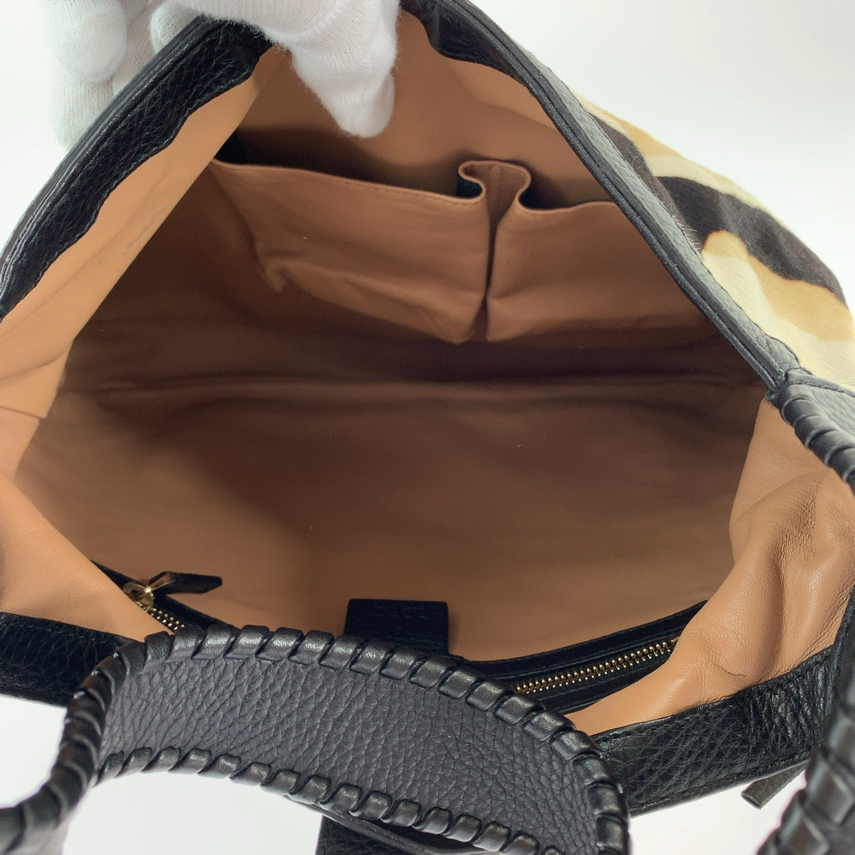 GUCCI グッチ ジャッキー ハラコ ブラック 黒 ホワイト ゴールド金具 ハラコ 246907 ショルダーバッグ ハンドバッグ 2way  レディース