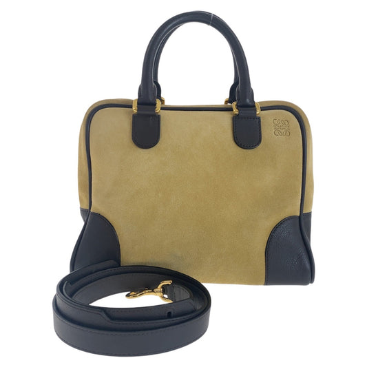 11868
LOEWE ロエベ アナグラム アマソナ25 ベージュ ブラウン ゴールド金具 スウェード / レザー ハンドバッグ ショルダーバッグ 2way  レディース ABP56