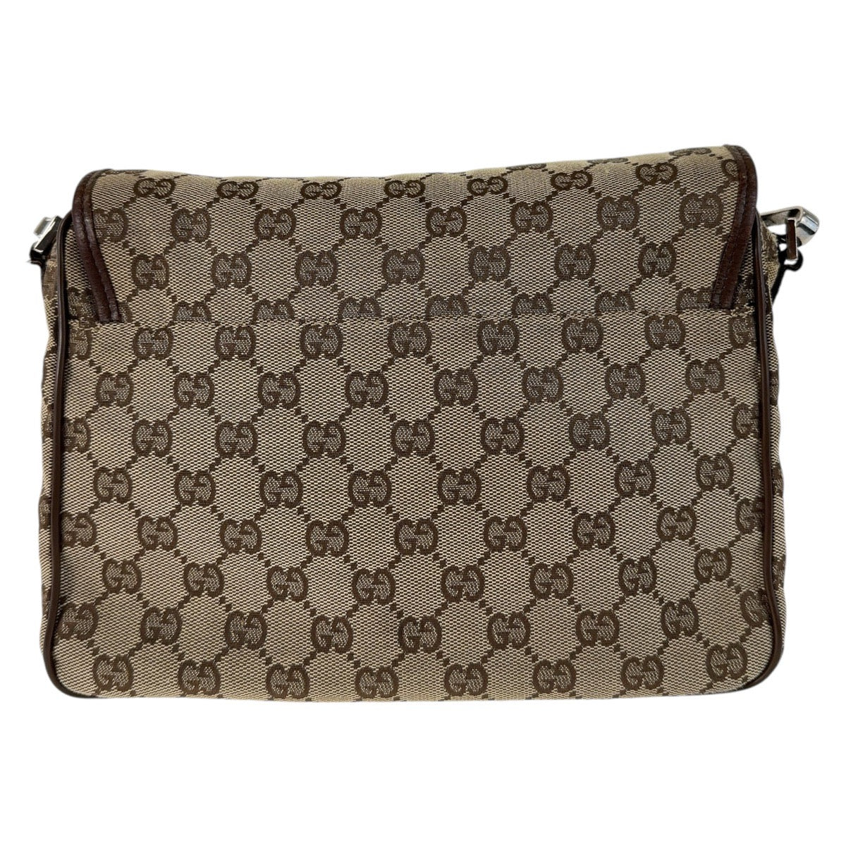 GUCCI グッチ ブラウン ベージュ シルバー金具 GGキャンバス / レザー 28562 斜め掛け ショルダーバッグ メッセンジャーバッグ  メンズ