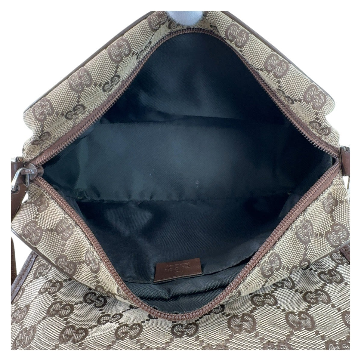 GUCCI グッチ ブラウン ベージュ シルバー金具 GGキャンバス / レザー 28562 斜め掛け ショルダーバッグ メッセンジャーバッグ  メンズ