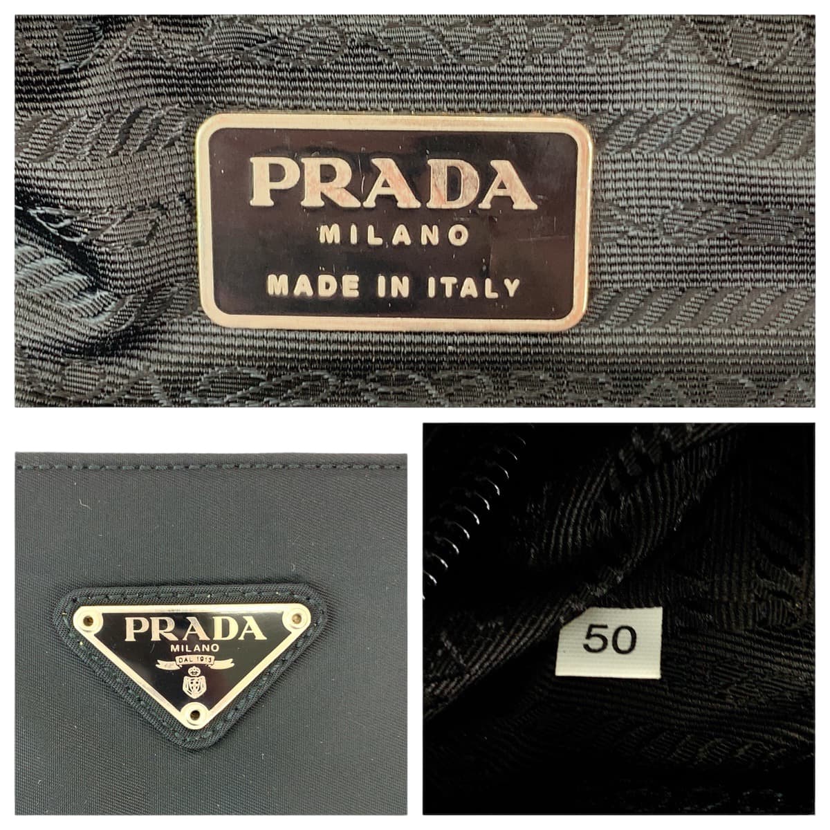 11867
PRADA プラダ テスート 三角ロゴプレート ブラック 黒 シルバー金具 ナイロン トートバッグ ショルダーバッグ  レディース