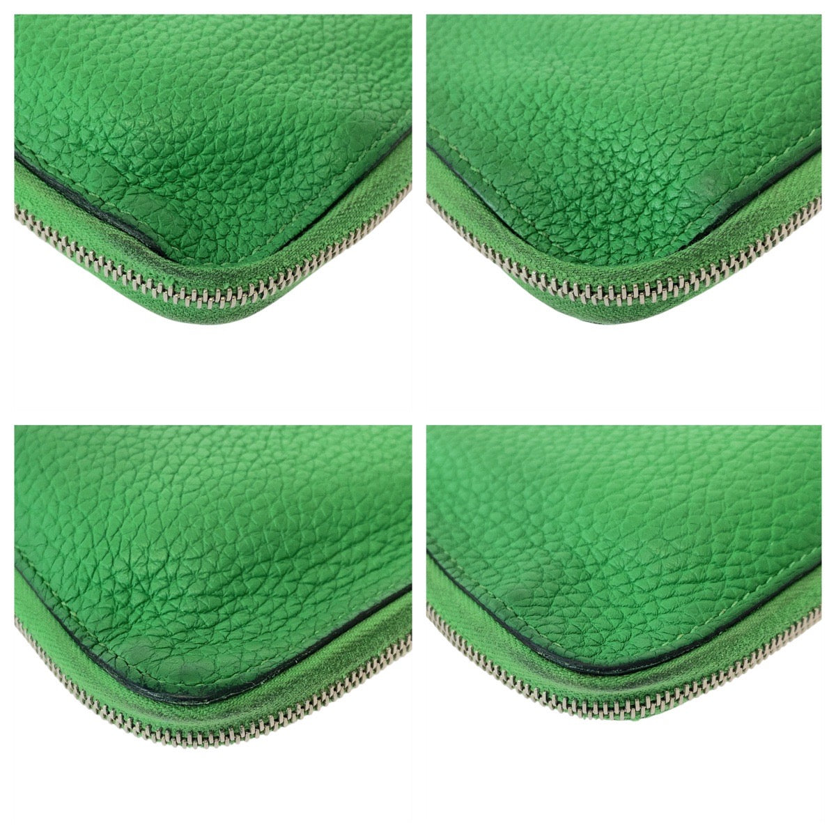 13047
HERMES エルメス アザップ TGM グリーン シルバー金具 レザー 長財布 ロングウォレット 男女兼用 T刻印  メンズ AB34