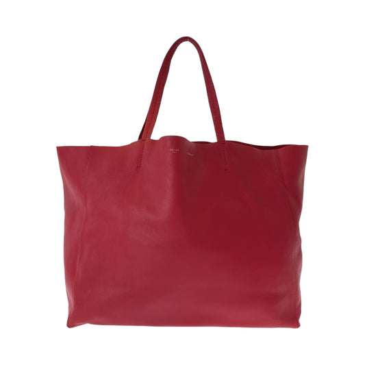 13048
CELINE セリーヌ ホリゾンタルカバ レッド レザー 16613 トートバッグ ショルダーバッグ  レディース