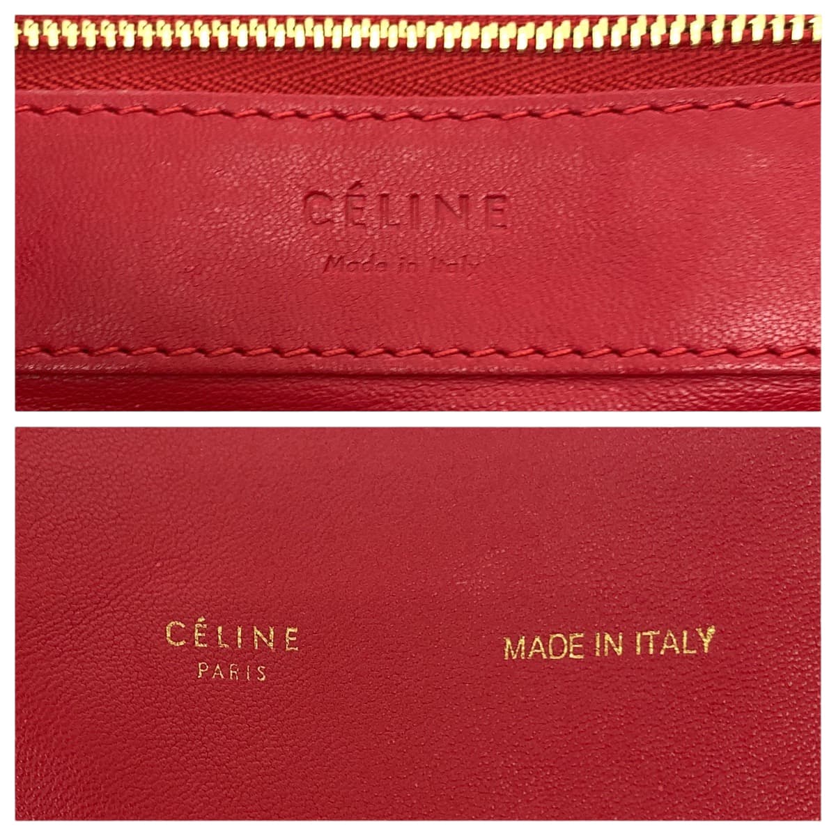 13048
CELINE セリーヌ ホリゾンタルカバ レッド レザー 16613 トートバッグ ショルダーバッグ  レディース