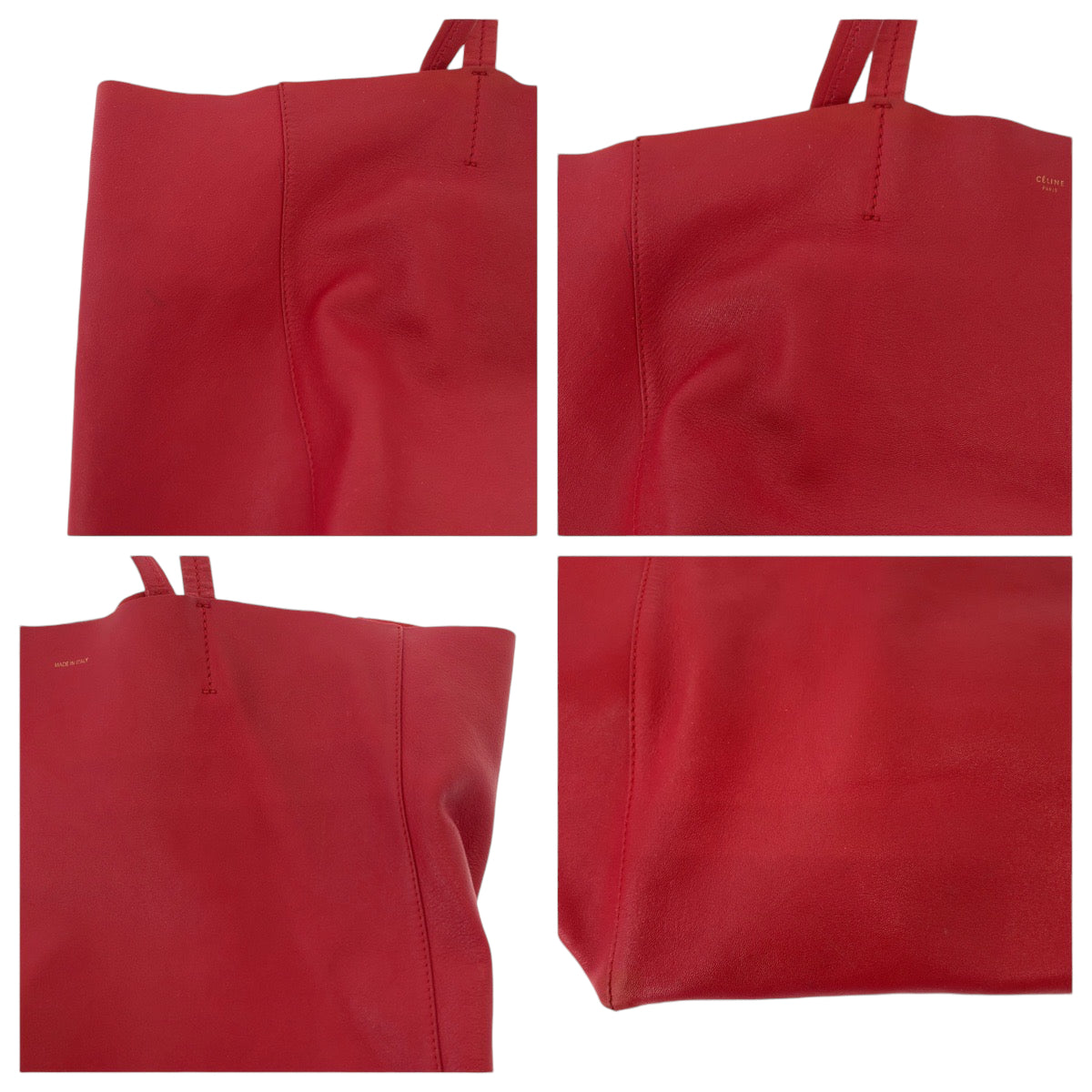 13048
CELINE セリーヌ ホリゾンタルカバ レッド レザー 16613 トートバッグ ショルダーバッグ  レディース