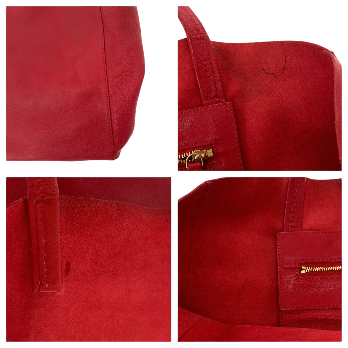13048
CELINE セリーヌ ホリゾンタルカバ レッド レザー 16613 トートバッグ ショルダーバッグ  レディース