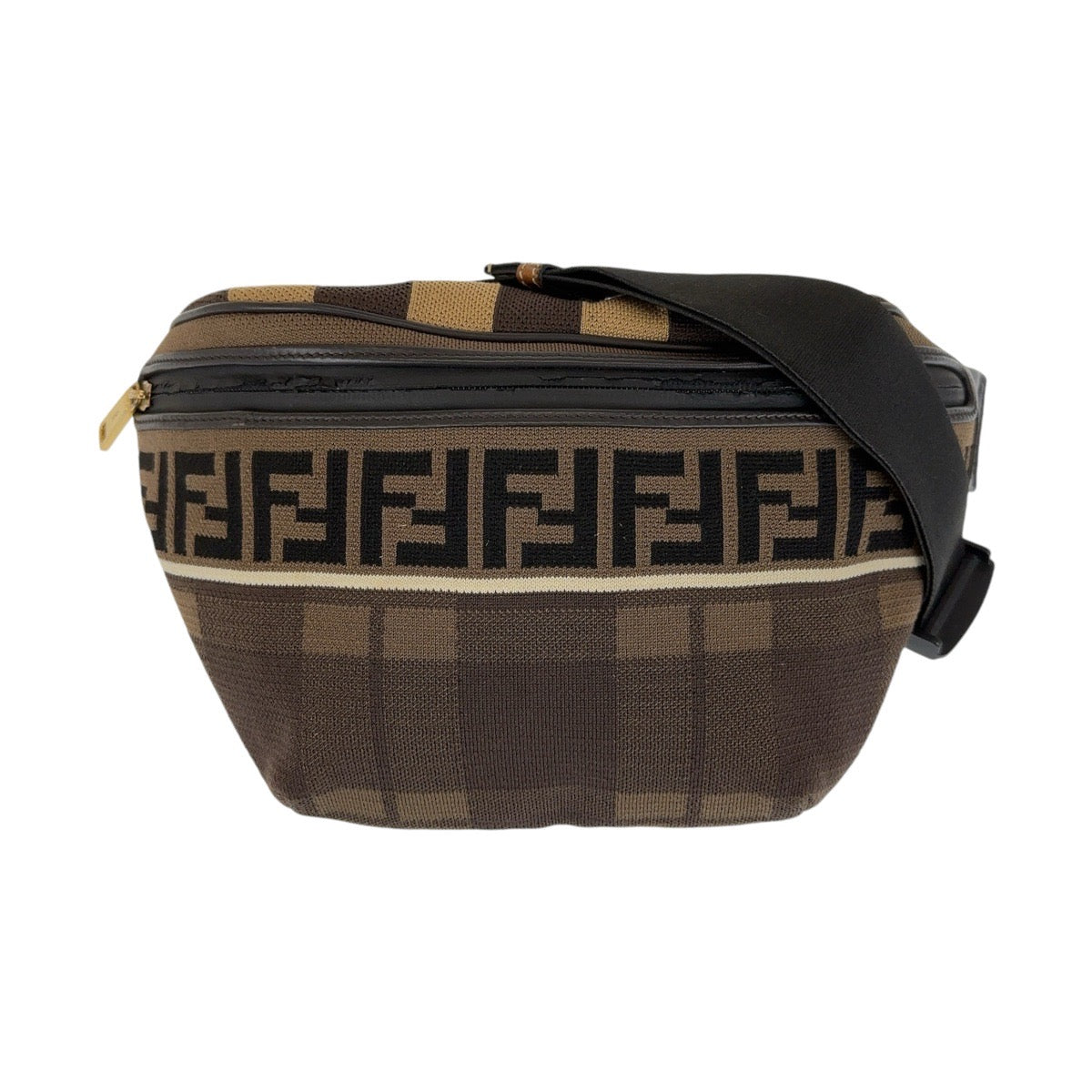 12838
FENDI フェンディ ズッカ柄 ブラウン ゴールド金具 キャンバス 7VA434 A4BI 189 8465 ボディバッグ ウエストバッグ バムバッグ  メンズ
