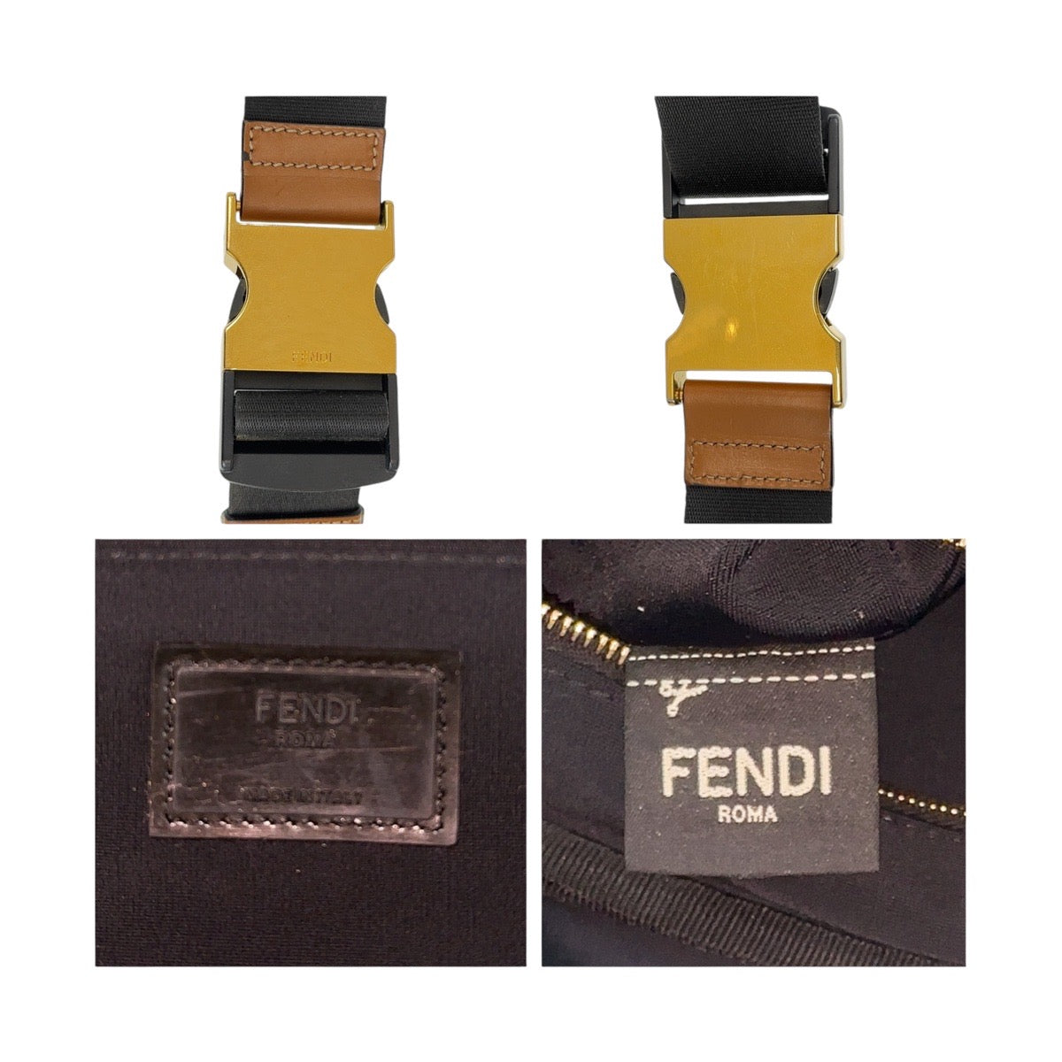 12838
FENDI フェンディ ズッカ柄 ブラウン ゴールド金具 キャンバス 7VA434 A4BI 189 8465 ボディバッグ ウエストバッグ バムバッグ  メンズ