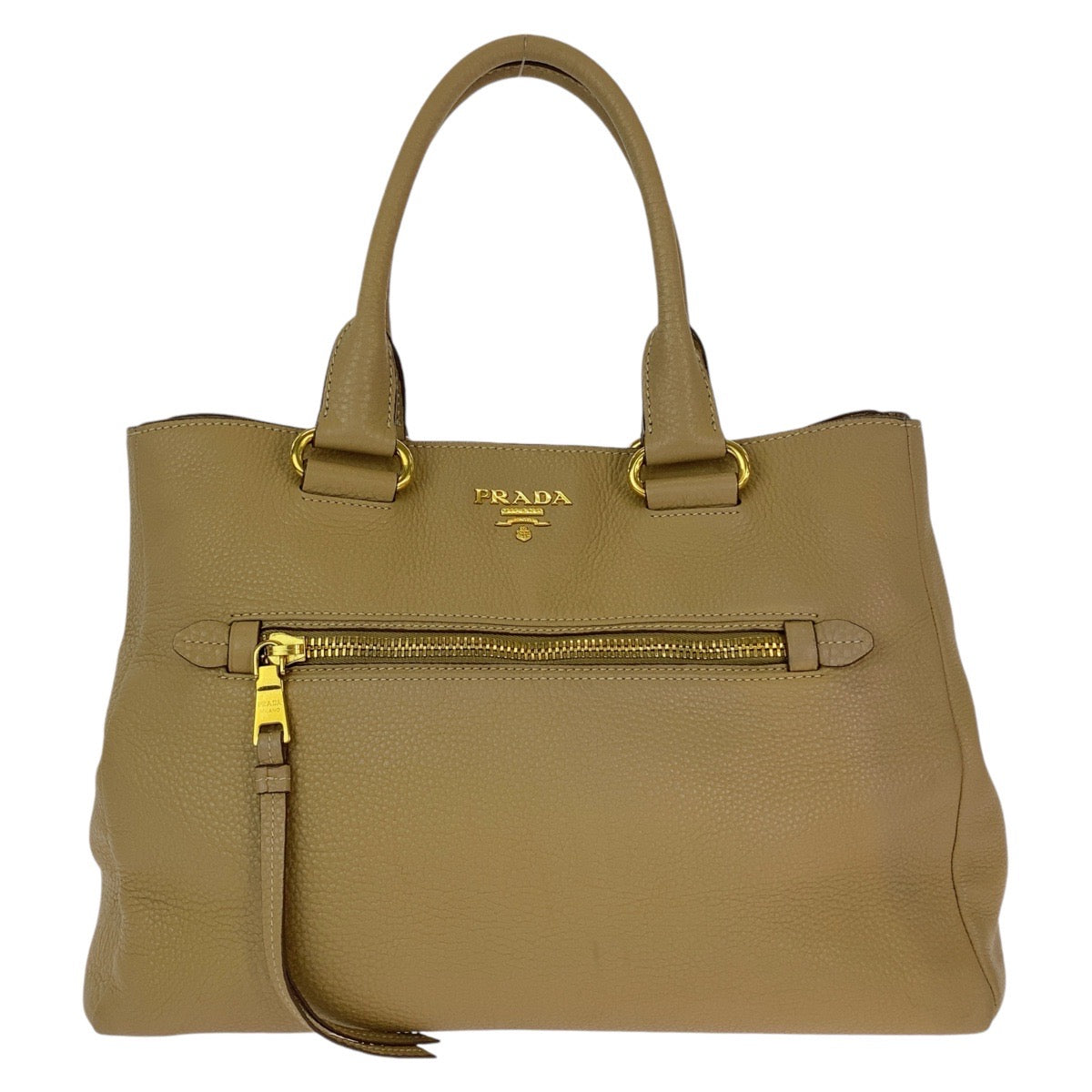 12828
PRADA プラダ ヴィッテロダイノ ベージュ ゴールド金具 レザー トートバッグ ハンドバッグ ショルダーバッグ  レディース AB38