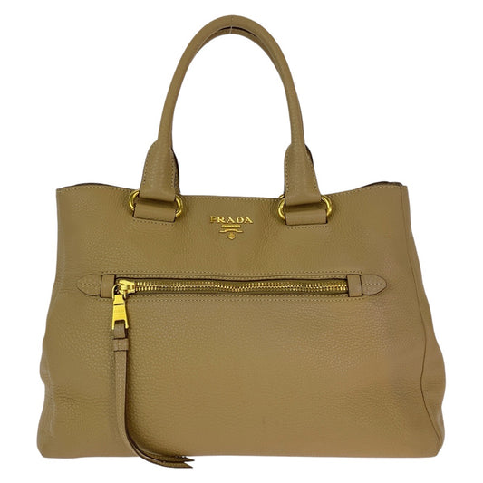 12828
PRADA プラダ ヴィッテロダイノ ベージュ ゴールド金具 レザー トートバッグ ハンドバッグ ショルダーバッグ  レディース AB38