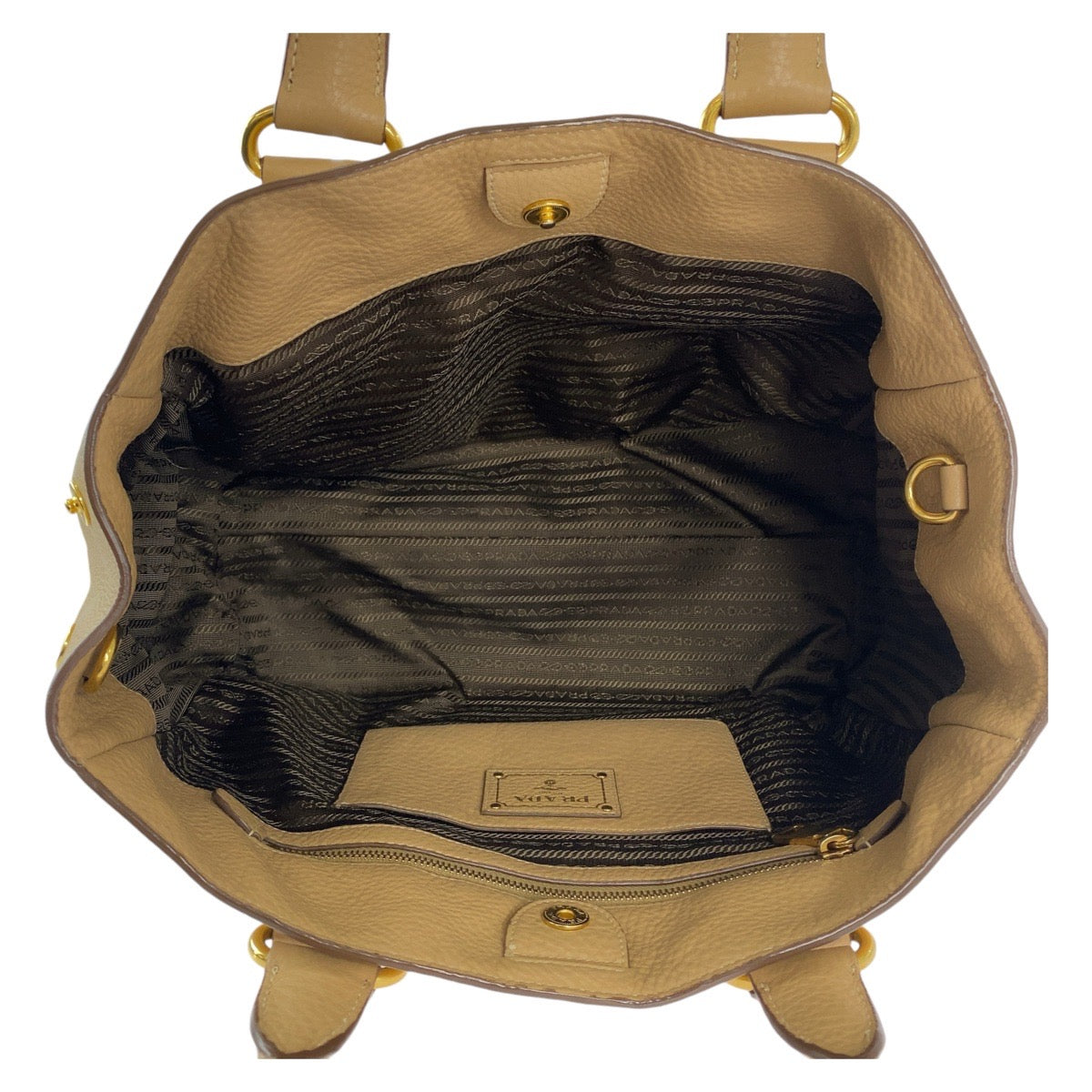 12828
PRADA プラダ ヴィッテロダイノ ベージュ ゴールド金具 レザー トートバッグ ハンドバッグ ショルダーバッグ  レディース AB38