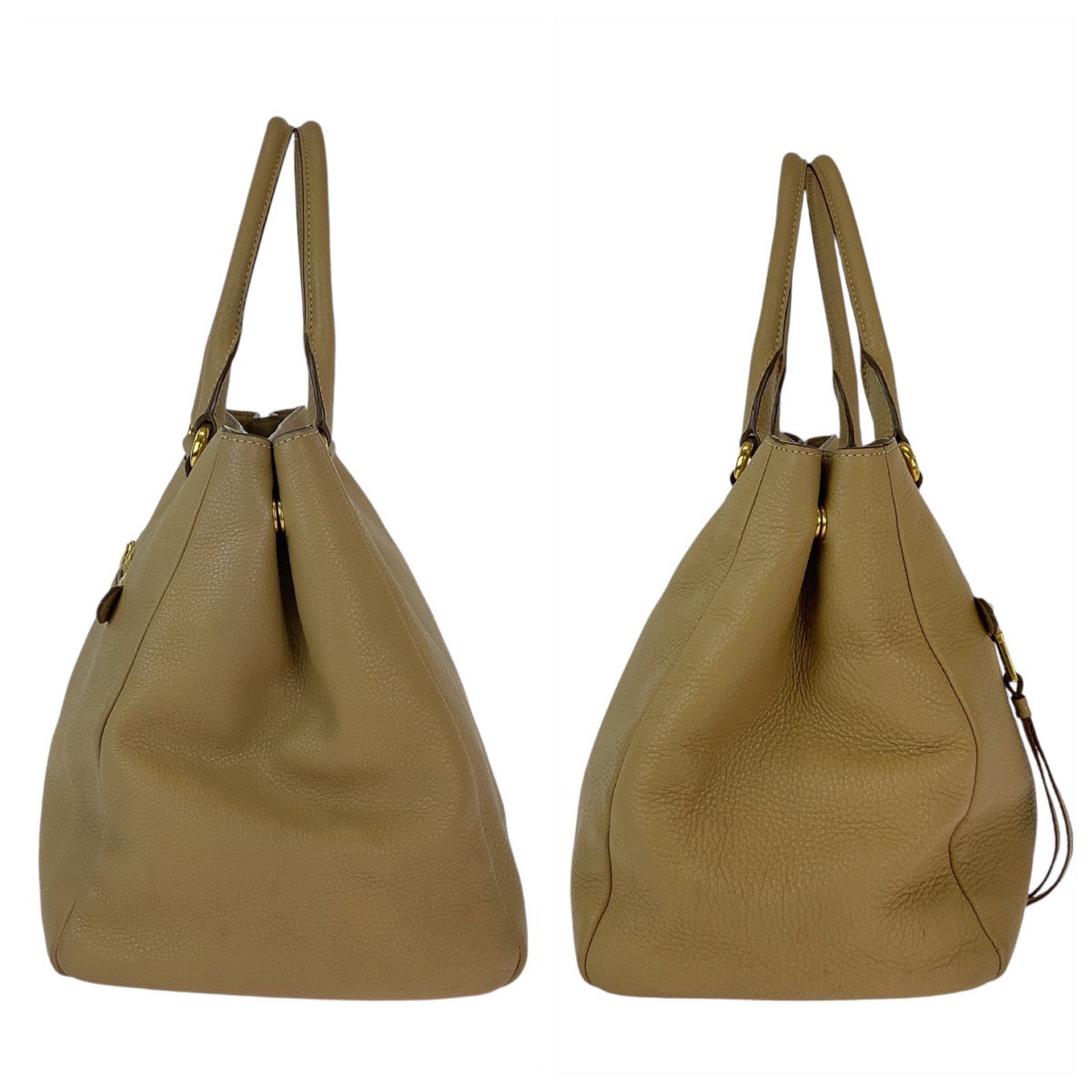 12828
PRADA プラダ ヴィッテロダイノ ベージュ ゴールド金具 レザー トートバッグ ハンドバッグ ショルダーバッグ  レディース AB38