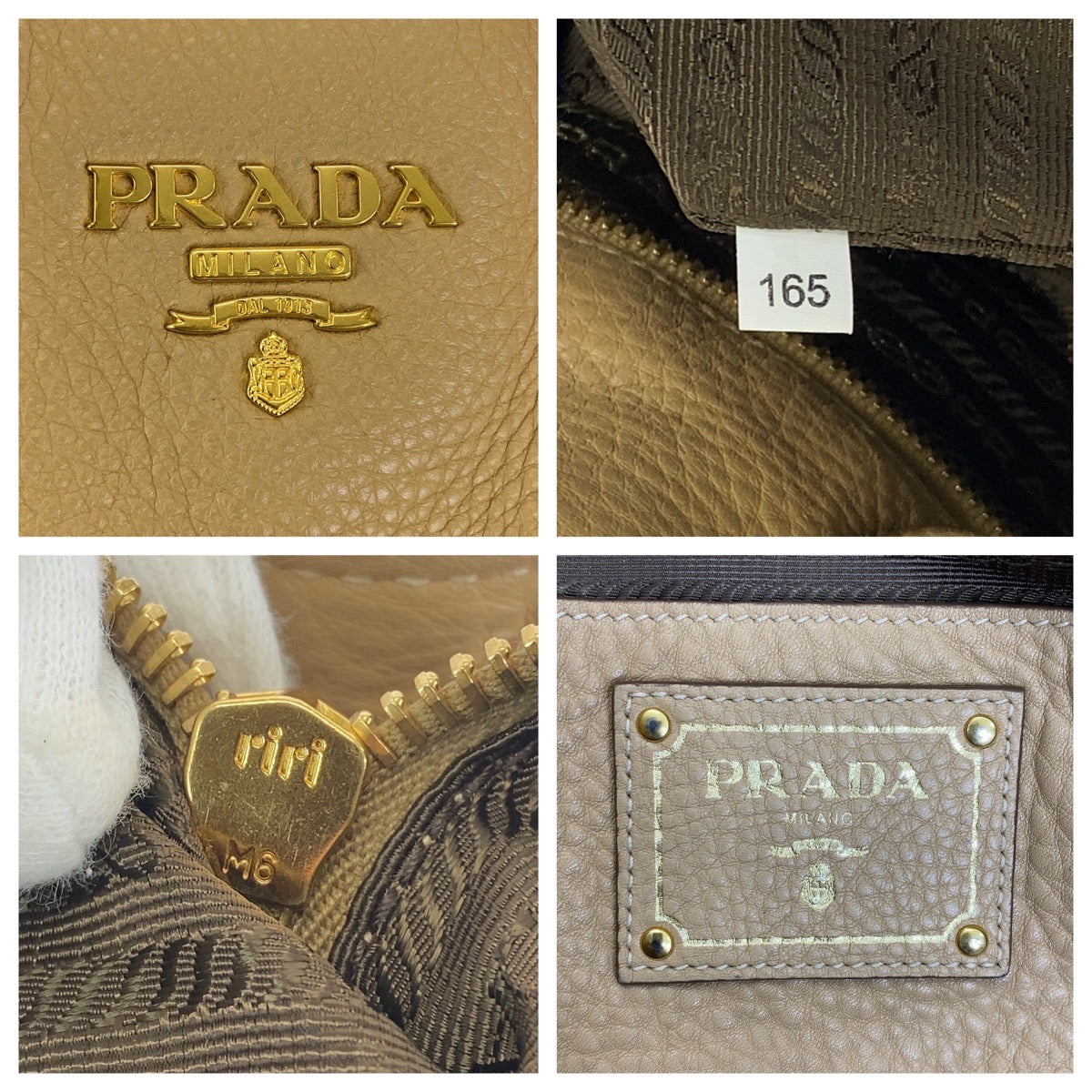 12828
PRADA プラダ ヴィッテロダイノ ベージュ ゴールド金具 レザー トートバッグ ハンドバッグ ショルダーバッグ  レディース AB38