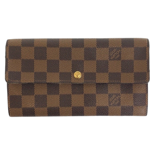 111862
LOUIS VUITTON ルイヴィトン ヴィンテージ ダミエ ポルトモネ クレディ ブラウン ゴールド金具 PVC N61725 長財布 ロングウォレット 男女兼用  レディース