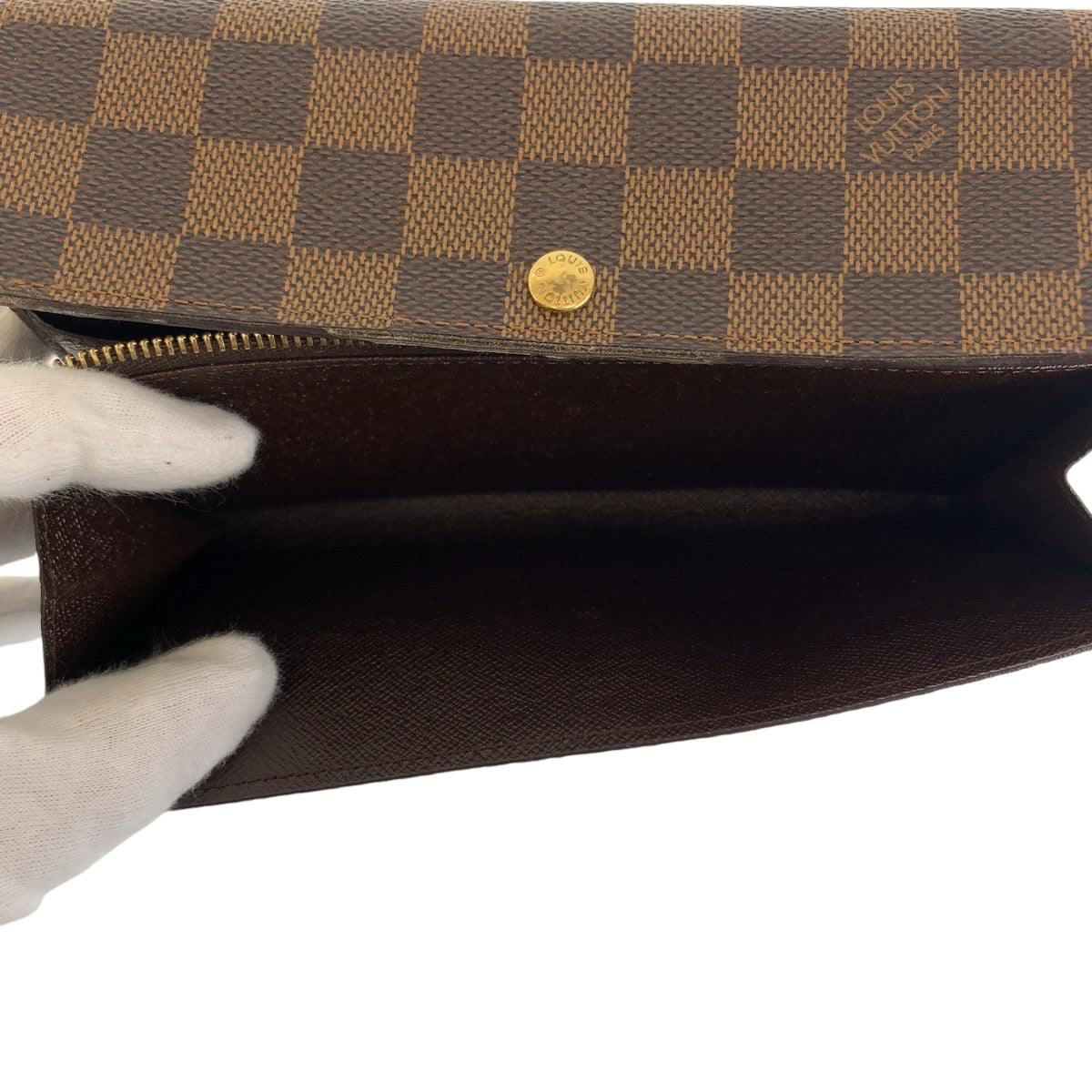 111862
LOUIS VUITTON ルイヴィトン ヴィンテージ ダミエ ポルトモネ クレディ ブラウン ゴールド金具 PVC N61725 長財布 ロングウォレット 男女兼用  レディース