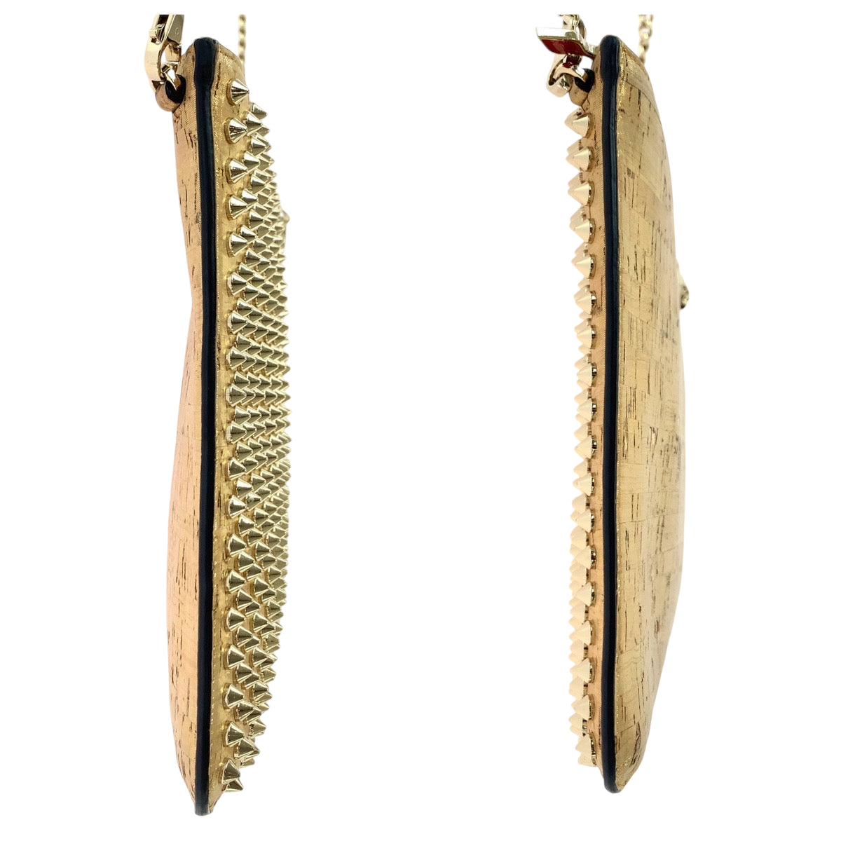 13051
Christian Louboutin クリスチャンルブタン ルビポッシュ ロックスタッズ ゴールド ベージュ ゴールド金具 レザー チェーンショルダーバッグ クラッチバッグ 2way  レディース
