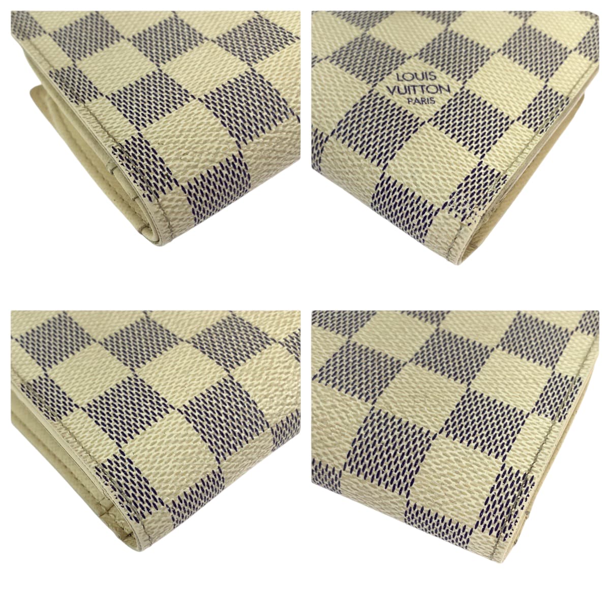 11860
LOUIS VUITTON ルイヴィトン ダミエ アズール ポルトフォイユ ヴィエノワ ホワイト グレー ゴールド金具 PVC N61676 折財布 コンパクトウォレット  レディース