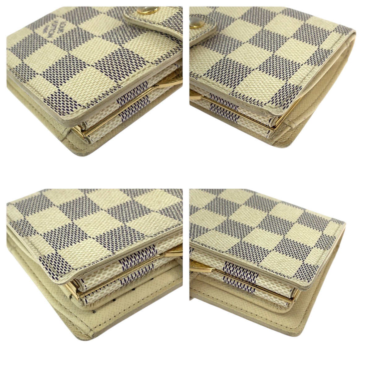 11860
LOUIS VUITTON ルイヴィトン ダミエ アズール ポルトフォイユ ヴィエノワ ホワイト グレー ゴールド金具 PVC N61676 折財布 コンパクトウォレット  レディース