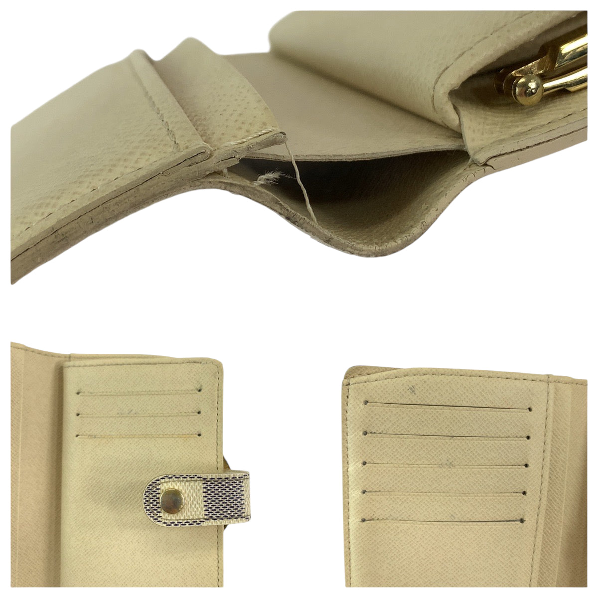 11860
LOUIS VUITTON ルイヴィトン ダミエ アズール ポルトフォイユ ヴィエノワ ホワイト グレー ゴールド金具 PVC N61676 折財布 コンパクトウォレット  レディース