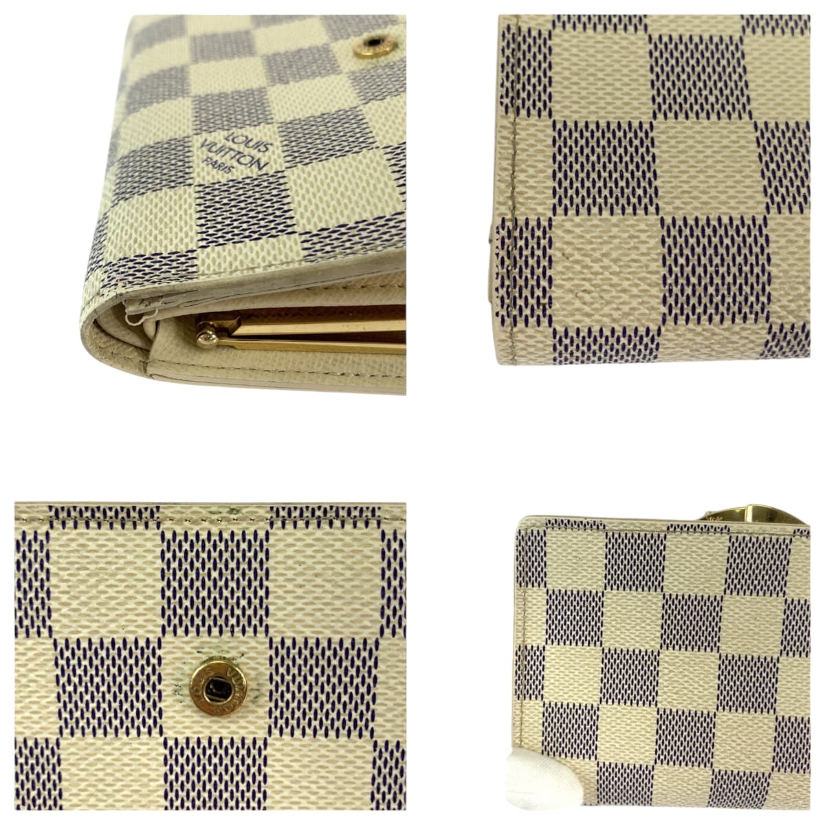 11860
LOUIS VUITTON ルイヴィトン ダミエ アズール ポルトフォイユ ヴィエノワ ホワイト グレー ゴールド金具 PVC N61676 折財布 コンパクトウォレット  レディース