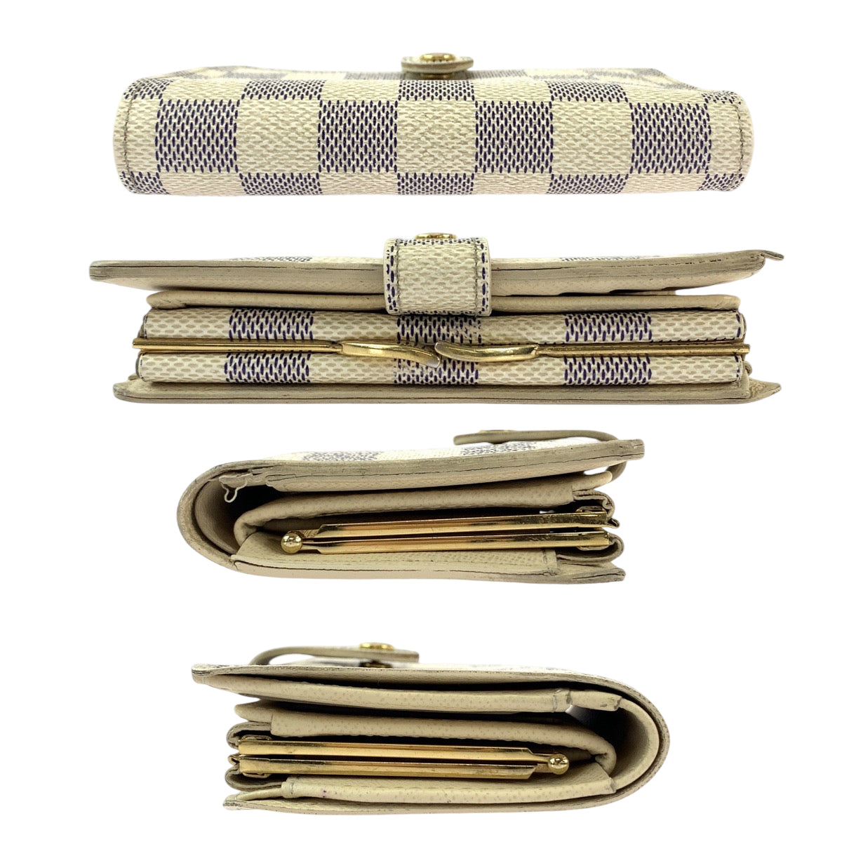 11860
LOUIS VUITTON ルイヴィトン ダミエ アズール ポルトフォイユ ヴィエノワ ホワイト グレー ゴールド金具 PVC N61676 折財布 コンパクトウォレット  レディース