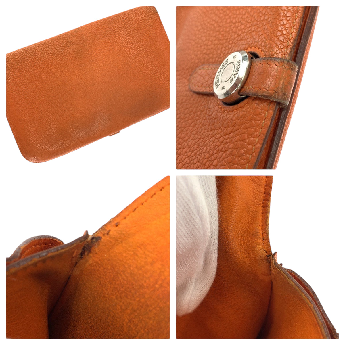 112805
HERMES エルメス ドゴンGM オレンジ シルバー金具 トゴ 長財布 ロングウォレット R刻印  レディース