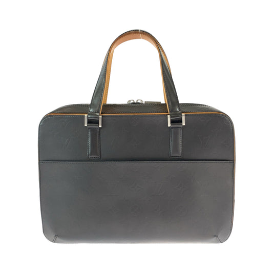 LOUIS VUITTON Louis Vuitton Monogram Matte Malden Grey Silver Hardware Patent Leather M55132 Handbag Business Bag Men's