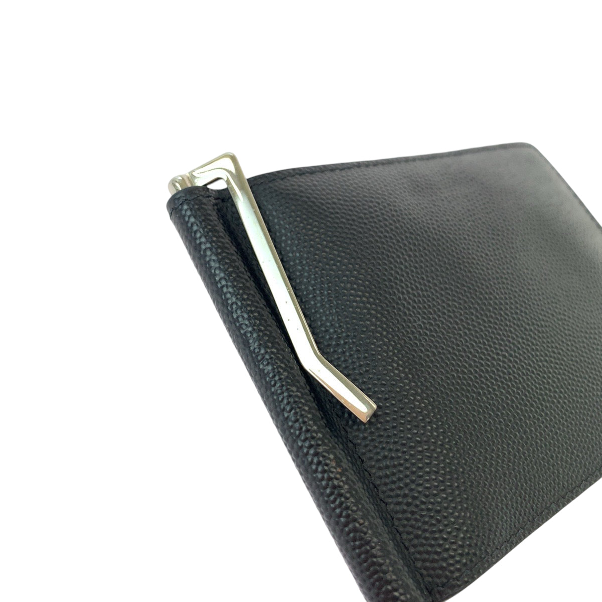 13055
 9920 9920 Black Silver Hardware Leather Card Case Money Clip Men's