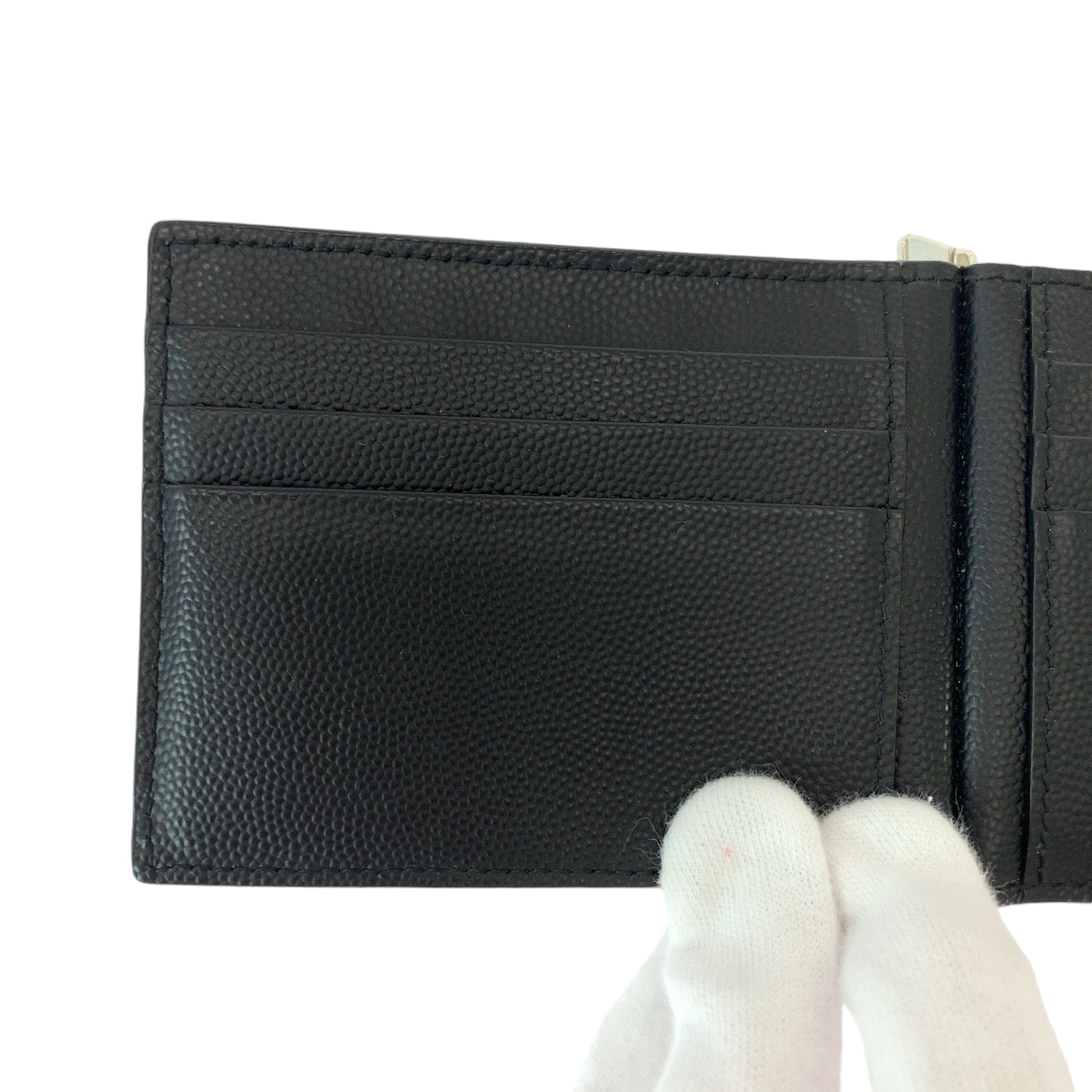 13055
SAINT LAURENT PARIS サンローランパリ ブラック 黒 シルバー金具 レザー カードケース マネークリップ メンズ ABP39