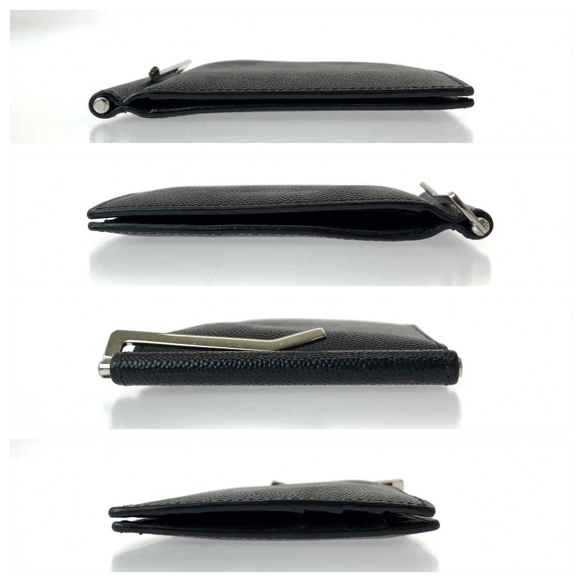 13055
SAINT LAURENT PARIS サンローランパリ ブラック 黒 シルバー金具 レザー カードケース マネークリップ メンズ ABP39
