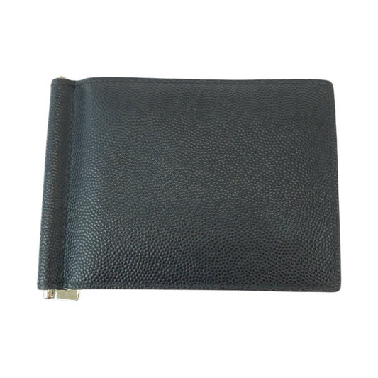 13055
SAINT LAURENT PARIS サンローランパリ ブラック 黒 シルバー金具 レザー カードケース マネークリップ メンズ ABP39