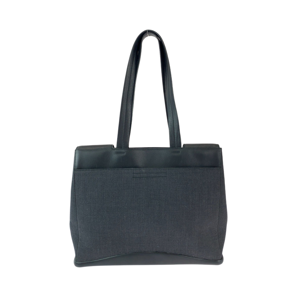 13058
PRADA プラダ グレー ブラック ウール / レザー B9285 トートバッグ ハンドバッグ ショルダーバッグ  レディース