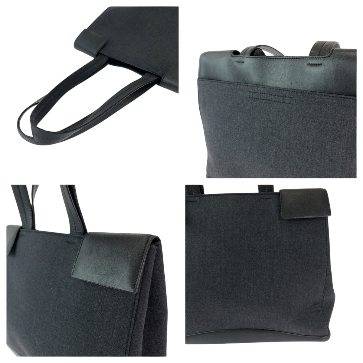 13058
PRADA プラダ グレー ブラック ウール / レザー B9285 トートバッグ ハンドバッグ ショルダーバッグ  レディース