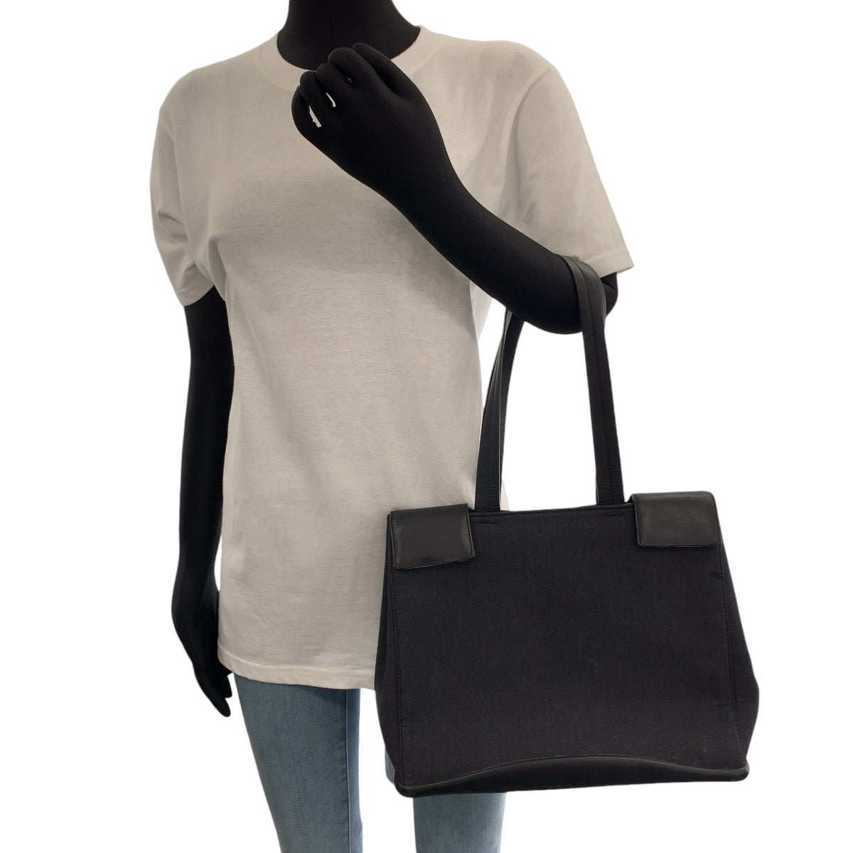13058
PRADA プラダ グレー ブラック ウール / レザー B9285 トートバッグ ハンドバッグ ショルダーバッグ  レディース