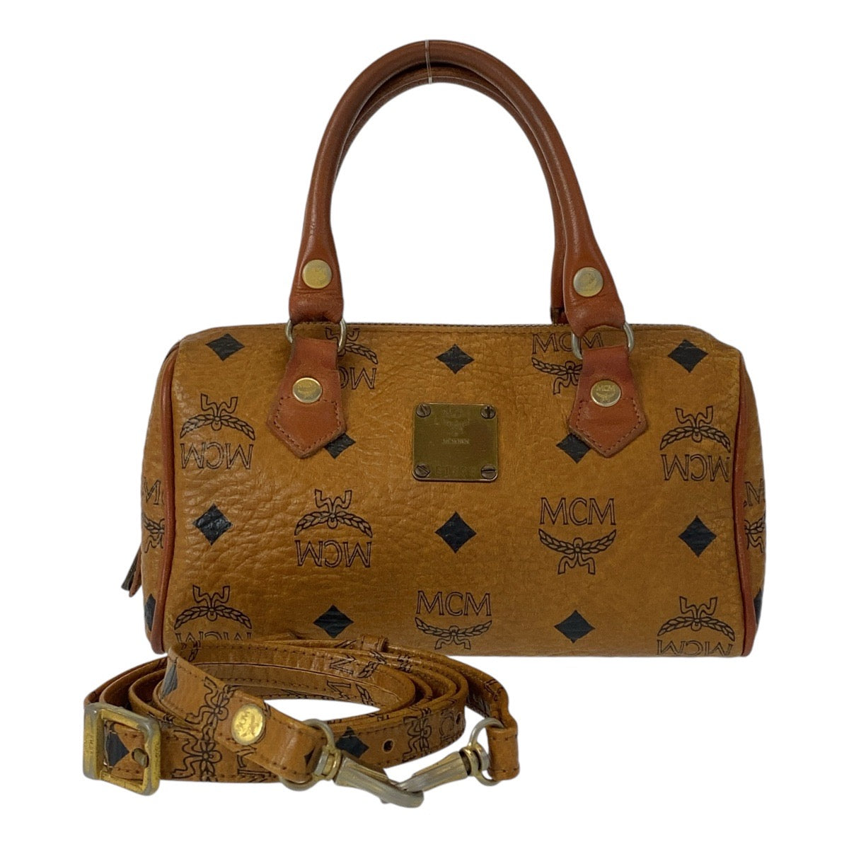 111857
MCM エム シー エム ヴィンテージ ヴィセトス コニャック ブラウン ゴールド金具 レザー 斜め掛け ショルダーバッグ ハンドバッグ 2way  レディース
