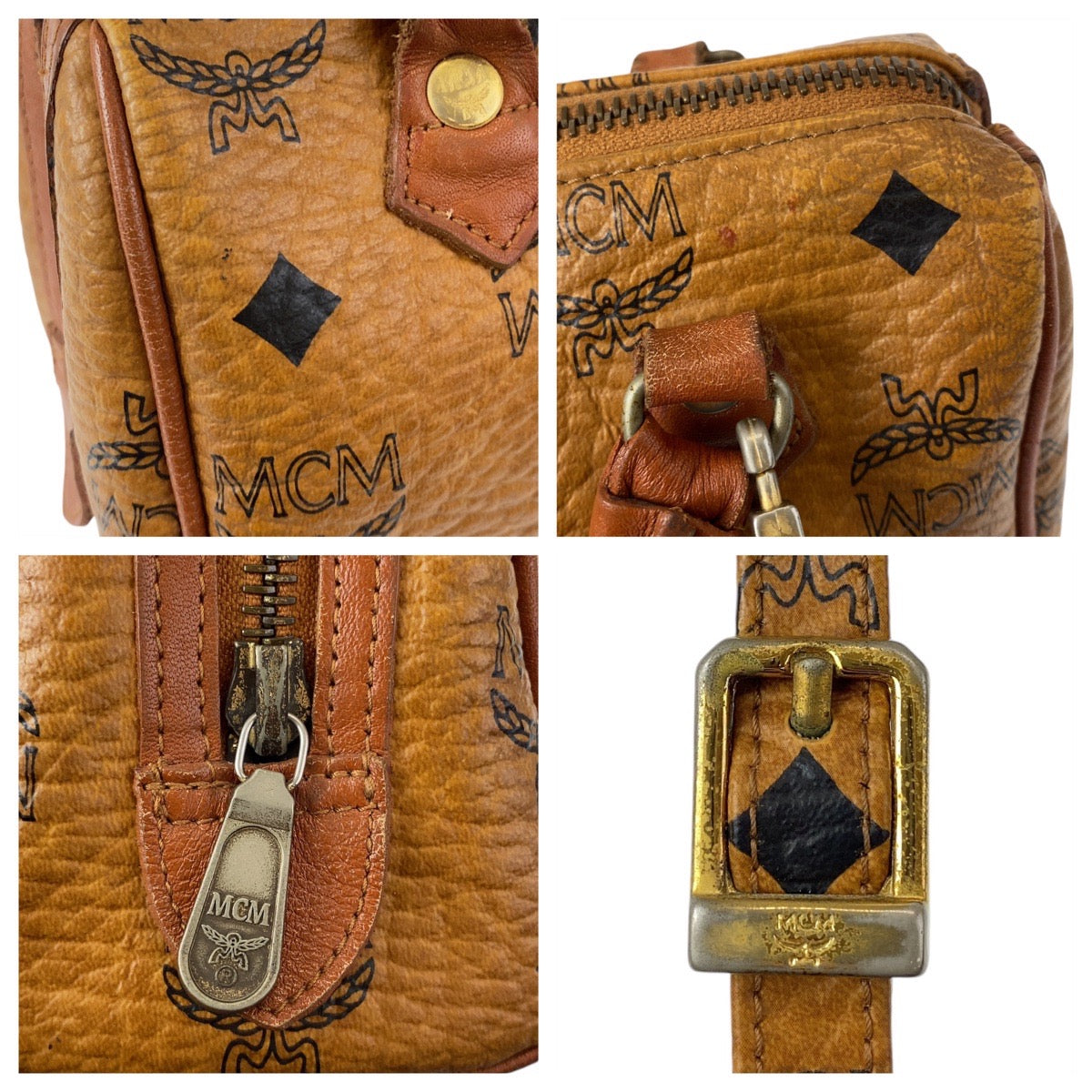 111857
MCM エム シー エム ヴィンテージ ヴィセトス コニャック ブラウン ゴールド金具 レザー 斜め掛け ショルダーバッグ ハンドバッグ 2way  レディース