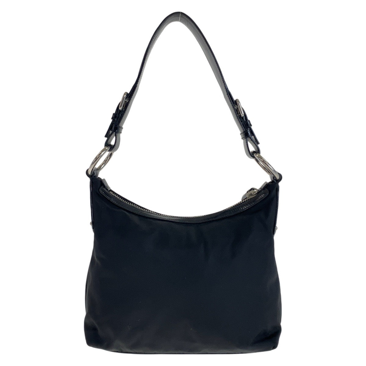 11856
PRADA プラダ テスート 三角ロゴプレート ブラック 黒 シルバー金具 ナイロン / レザー ショルダーバッグ  レディース