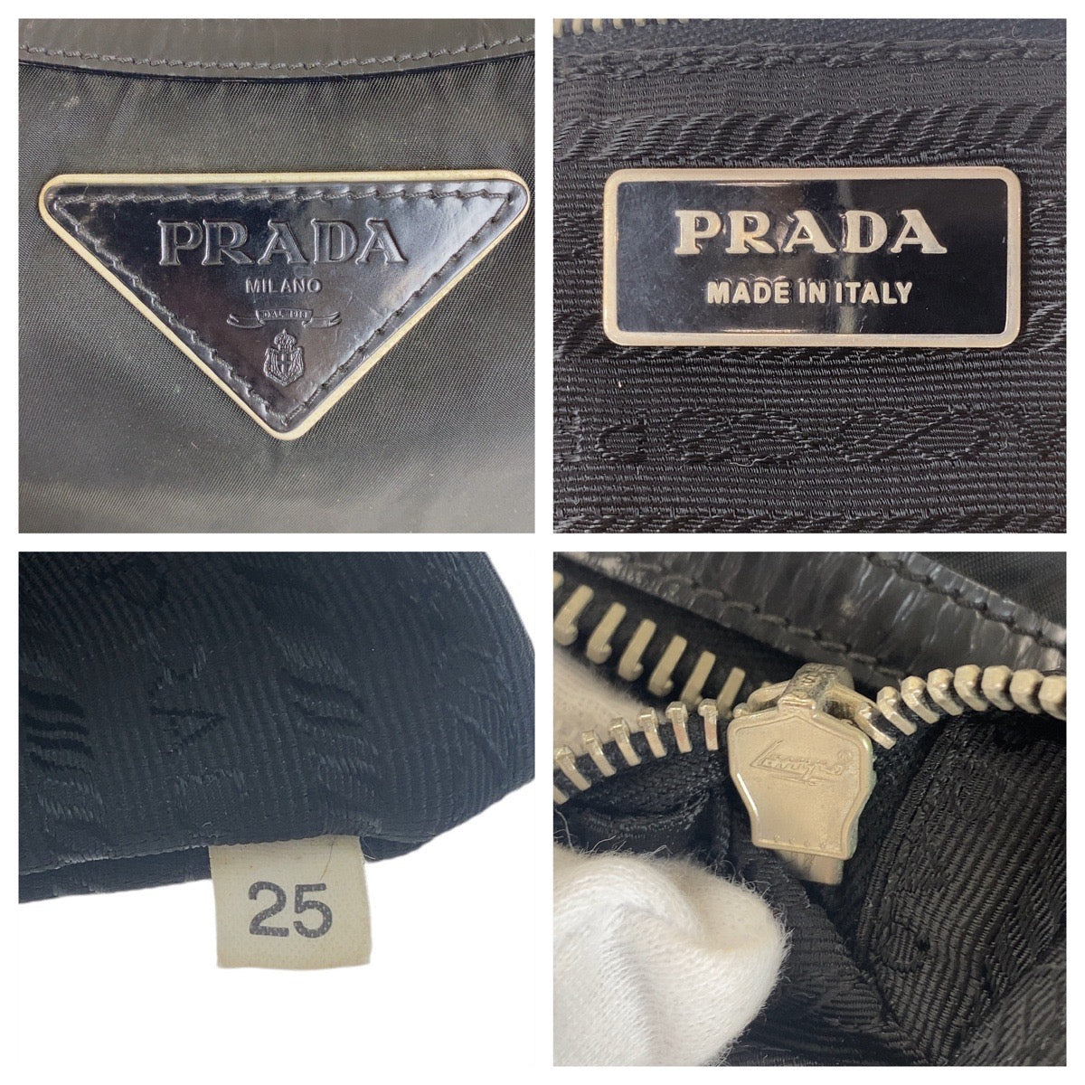11856
PRADA プラダ テスート 三角ロゴプレート ブラック 黒 シルバー金具 ナイロン / レザー ショルダーバッグ  レディース