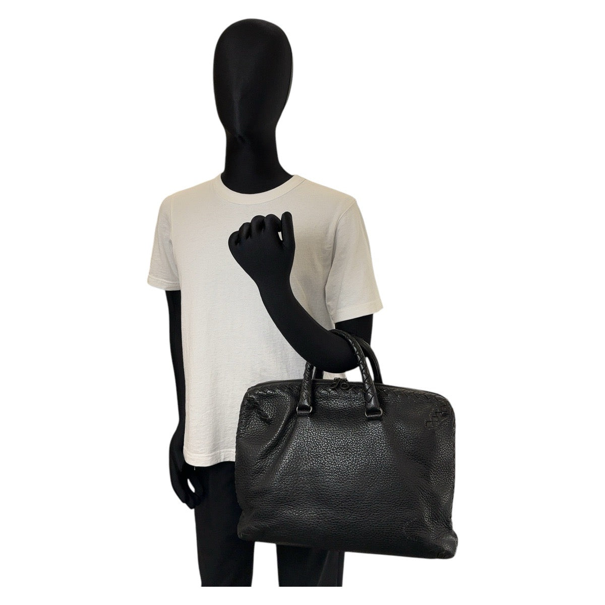 13061
BOTTEGAVENETA ボッテガヴェネタ イントレチャート ブラック 黒 シルバー金具 レザー ビジネスバッグ ブリーフケース  メンズ