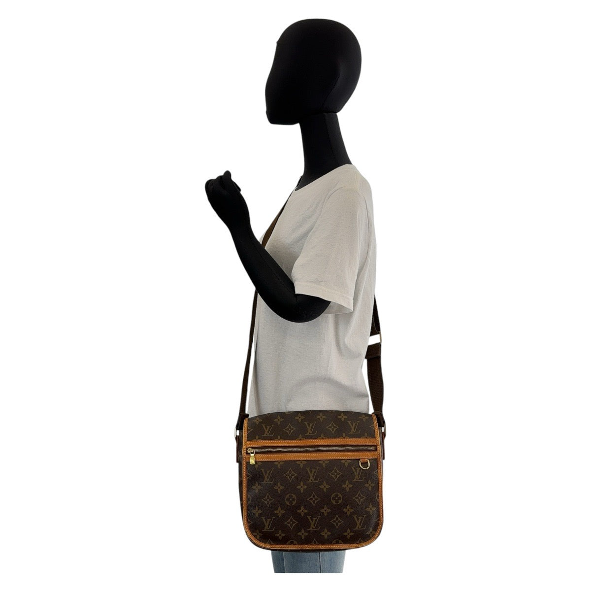 13062
LOUIS VUITTON ルイヴィトン モノグラム ボスフォールPM ブラウン ゴールド金具 PVC / レザー M40106 斜め掛け ショルダーバッグ メッセンジャーバッグ  レディース