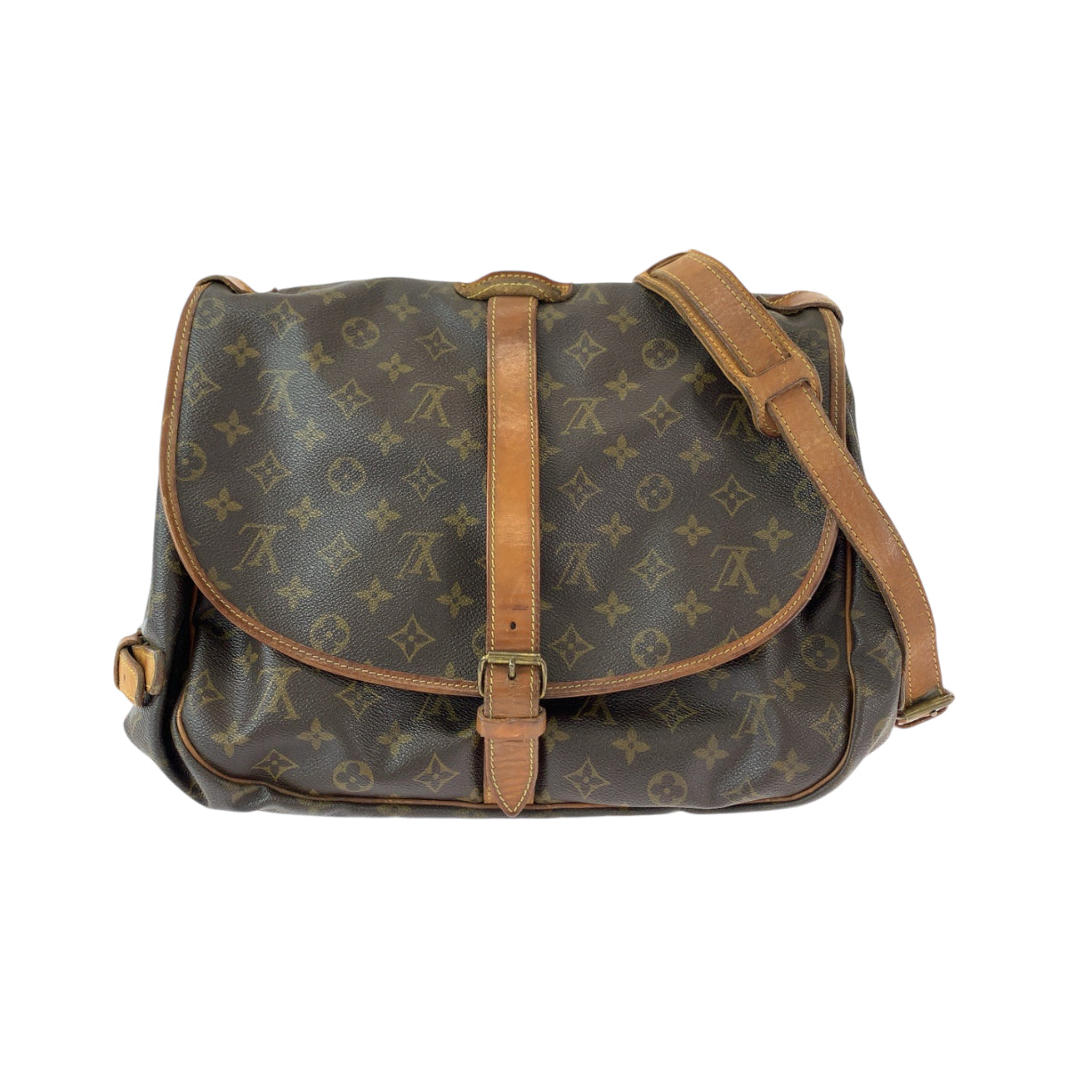 LOUIS VUITTON ルイヴィトン モノグラム ソミュール35 ブラウン ゴールド金具 PVC M42254 ショルダーバッグ メッセンジャーバッグ  レディース