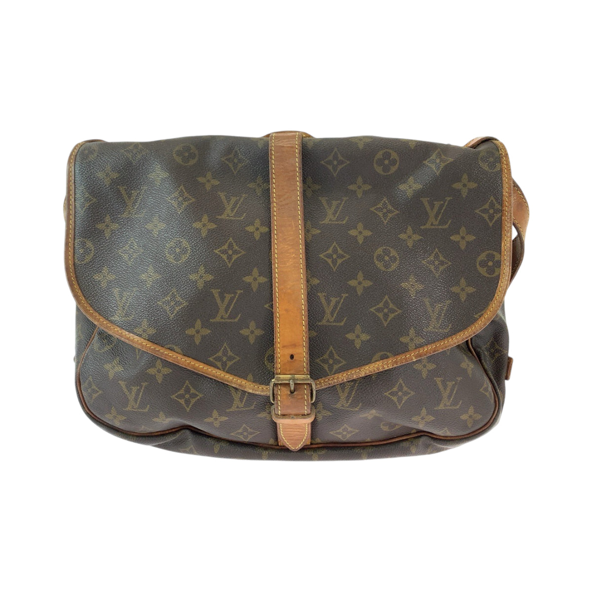 LOUIS VUITTON ルイヴィトン モノグラム ソミュール35 ブラウン ゴールド金具 PVC M42254 ショルダーバッグ メッセンジャーバッグ  レディース