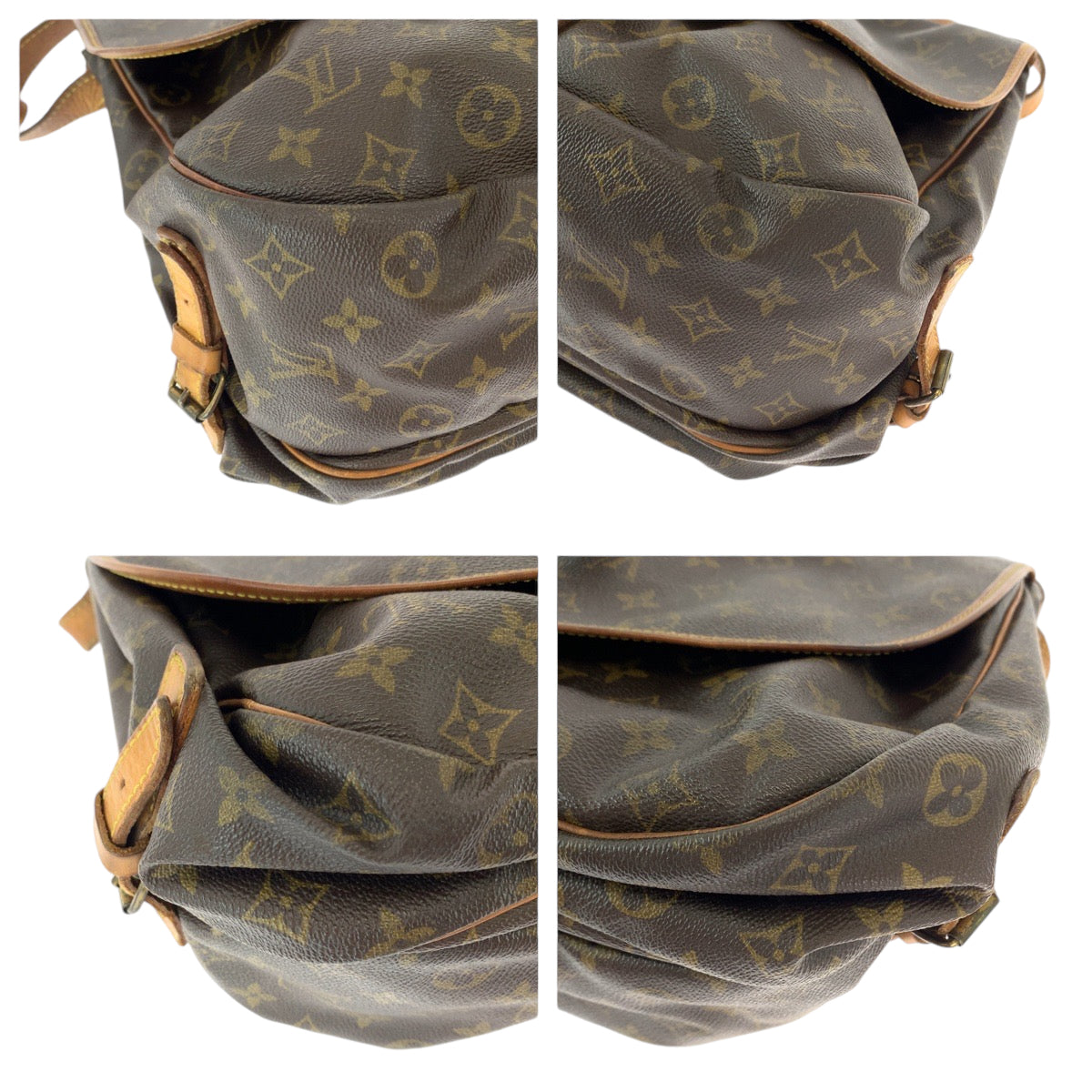 LOUIS VUITTON ルイヴィトン モノグラム ソミュール35 ブラウン ゴールド金具 PVC M42254 ショルダーバッグ メッセンジャーバッグ  レディース