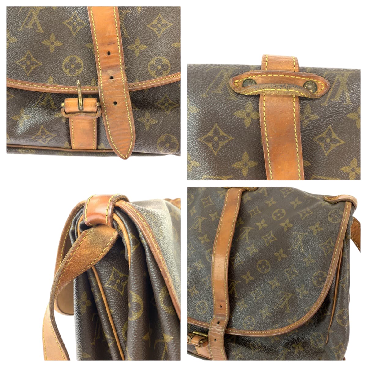 LOUIS VUITTON ルイヴィトン モノグラム ソミュール35 ブラウン ゴールド金具 PVC M42254 ショルダーバッグ メッセンジャーバッグ  レディース