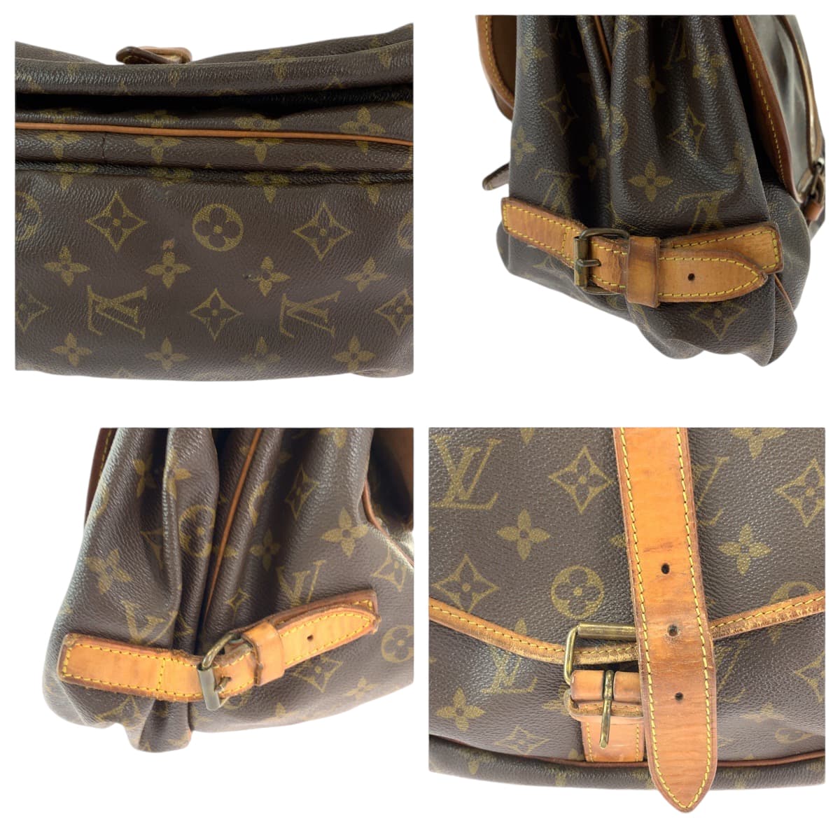 LOUIS VUITTON ルイヴィトン モノグラム ソミュール35 ブラウン ゴールド金具 PVC M42254 ショルダーバッグ メッセンジャーバッグ  レディース