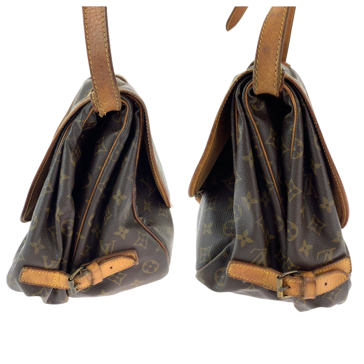LOUIS VUITTON ルイヴィトン モノグラム ソミュール35 ブラウン ゴールド金具 PVC M42254 ショルダーバッグ メッセンジャーバッグ  レディース
